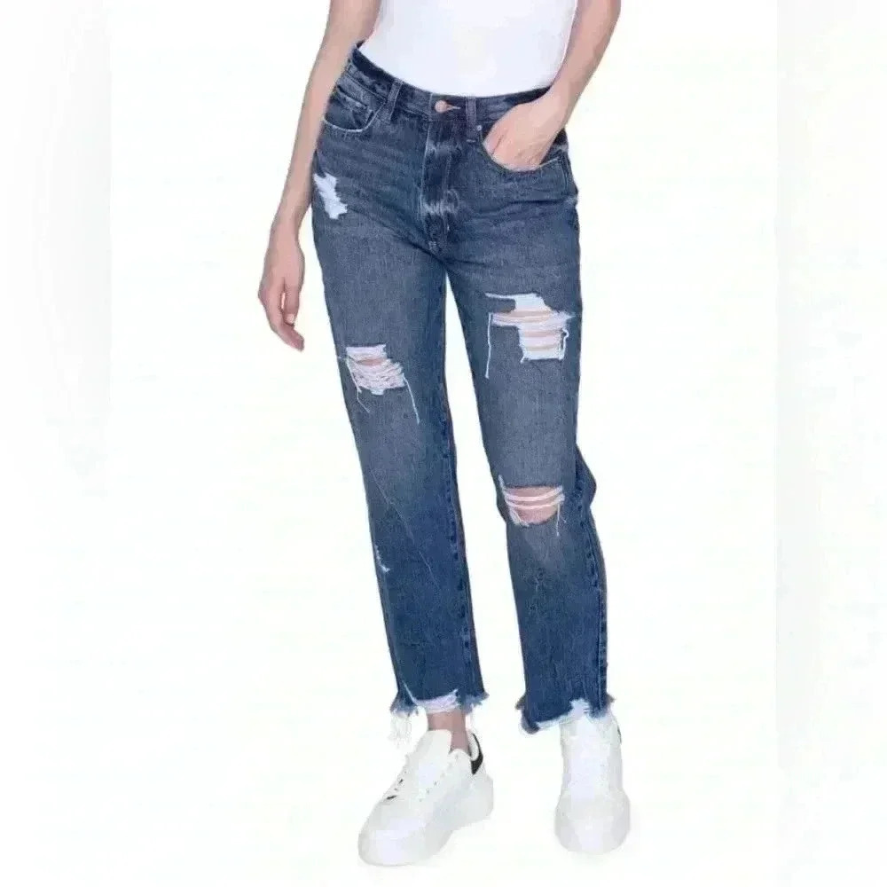 BLUE REVIVAL High Rise Distressed Boyfriend Jeans NWOT Size 28
